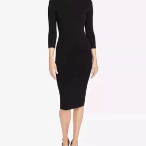 Rachel Zoe Black Long-Sleeve Midi Sheath Dress